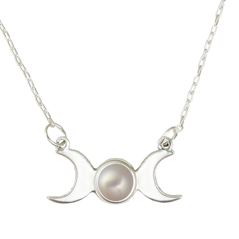 Sterling Silver Moon Phases Necklace With Cultured Freshwater Pearl